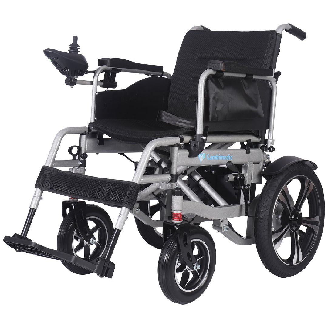 Gambimedic Silla De Ruedas Electrica Todoterreno Acero 37kg Llantas 16" Pulgadas (40cm) Neumaticas Exteriores Plegable Mod.gm601 Soporta 100kg 2 Motores 250w Bateria Acido Plomo Sellada 24v12ah-288kw