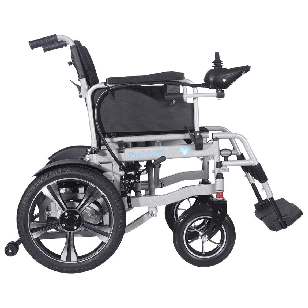 Gambimedic Silla De Ruedas Electrica Todoterreno Acero 37kg Llantas 16" Pulgadas (40cm) Neumaticas Exteriores Plegable Mod.gm601 Soporta 100kg 2 Motores 250w Bateria Acido Plomo Sellada 24v12ah-288kw