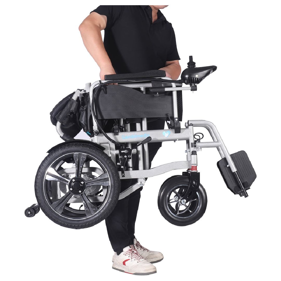 Gambimedic Silla De Ruedas Electrica Todoterreno Acero 37kg Llantas 16" Pulgadas (40cm) Neumaticas Exteriores Plegable Mod.gm601 Soporta 100kg 2 Motores 250w Bateria Acido Plomo Sellada 24v12ah-288kw