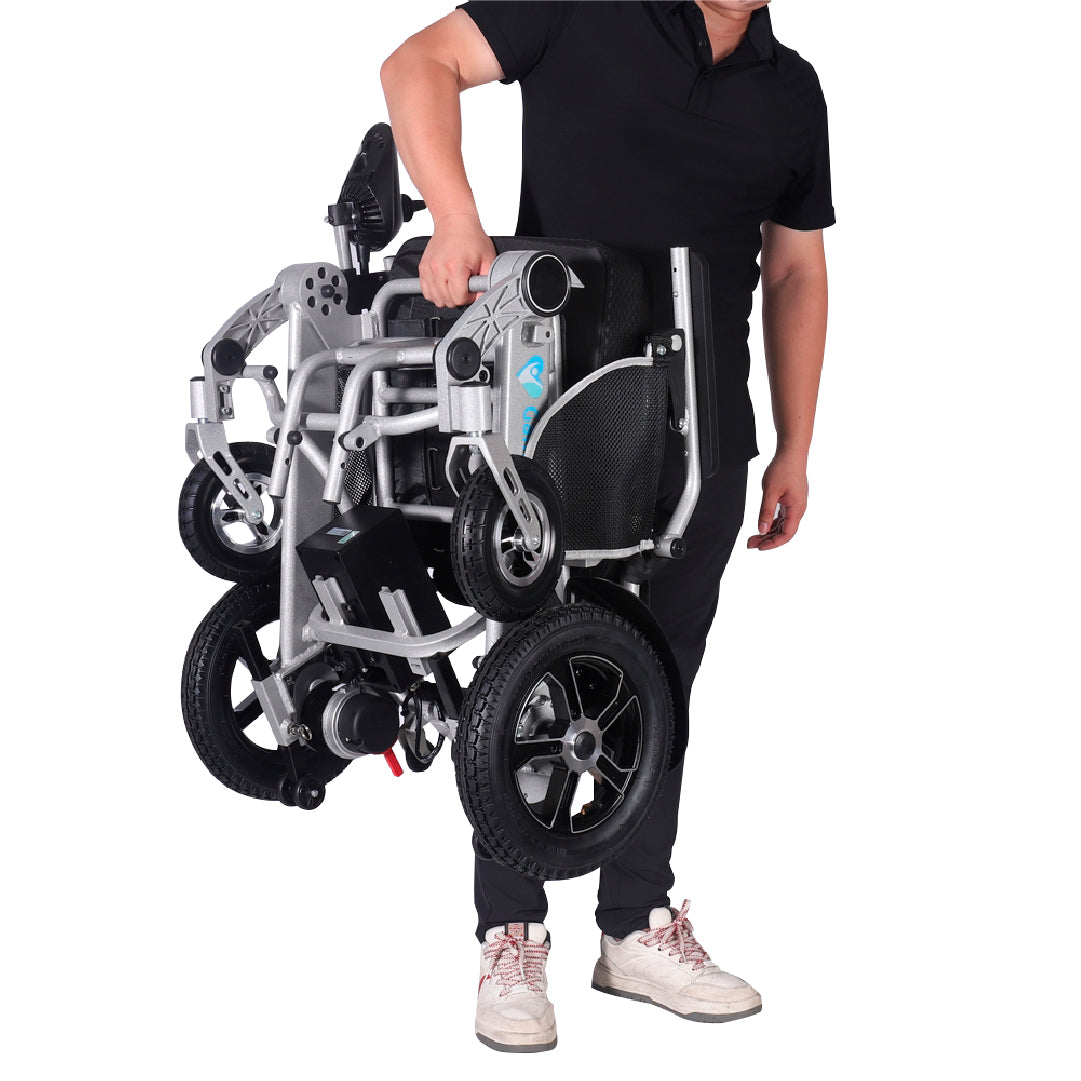 Gambimedic Silla De Ruedas Electrica Plegable Aluminio Ligero Portatil 28kg Mod. Gm7002B Soporta 100kg Llantas Neumaticas De Aire Todoterreno 4 Amortiguadores 2 Motores 250w Bateria Litio 24v12ah 288kw