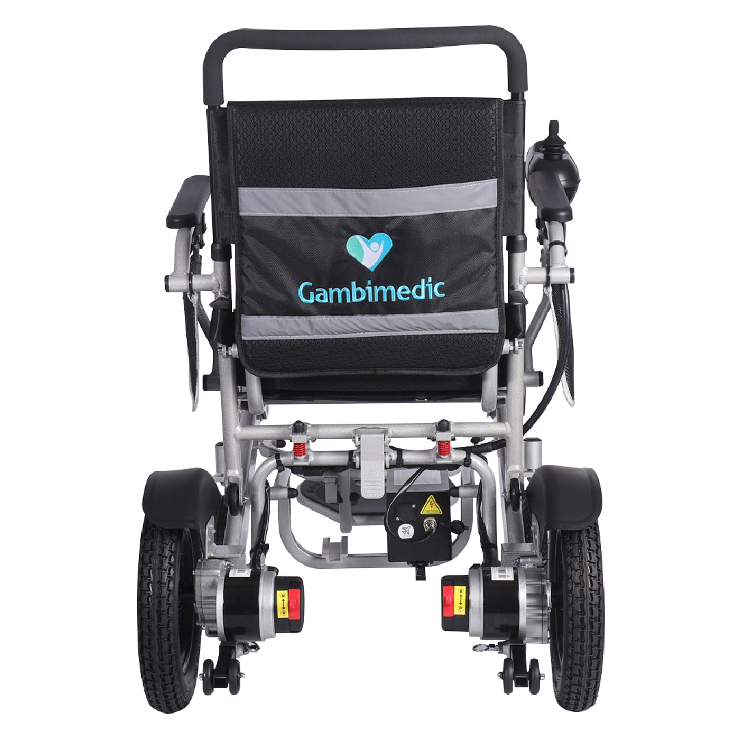 Gambimedic Silla De Ruedas Electrica Plegable Aluminio Ligero Portatil 28kg Mod. Gm7002B Soporta 100kg Llantas Neumaticas De Aire Todoterreno 4 Amortiguadores 2 Motores 250w Bateria Litio 24v12ah 288kw