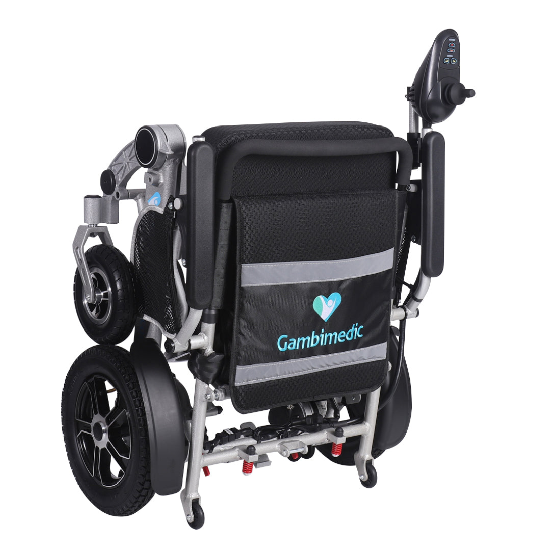 Gambimedic Silla De Ruedas Electrica Plegable Aluminio Ligero Portatil 28kg Mod. Gm7002B Soporta 100kg Llantas Neumaticas De Aire Todoterreno 4 Amortiguadores 2 Motores 250w Bateria Litio 24v12ah 288kw
