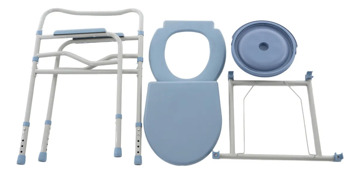Gambimedic Silla De Baño Comodo Plegable Discapacitado Aumento Para Baño Incluye Cubeta Removible Altura Ajustable Silla Ducha