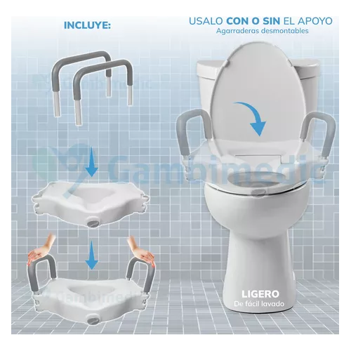 Aumento Incremento Para Baño Sanitario Inodoro Con Apoyo Y Seguro