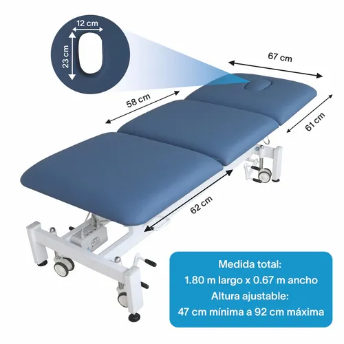 Gambimedic Cama Mesa De Exploracion Medica Electrica 1 Motor Consultorio Hospital Clinica Colchon Con Ruedas Y Piel De Alta Densidad Grado Medico Mod. Et11-4 Reclinable