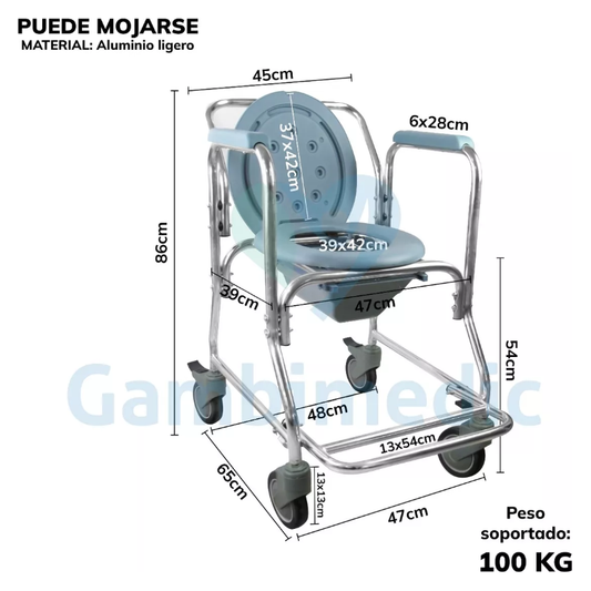 Silla De Baño Comodo Con Ruedas Gambimedic