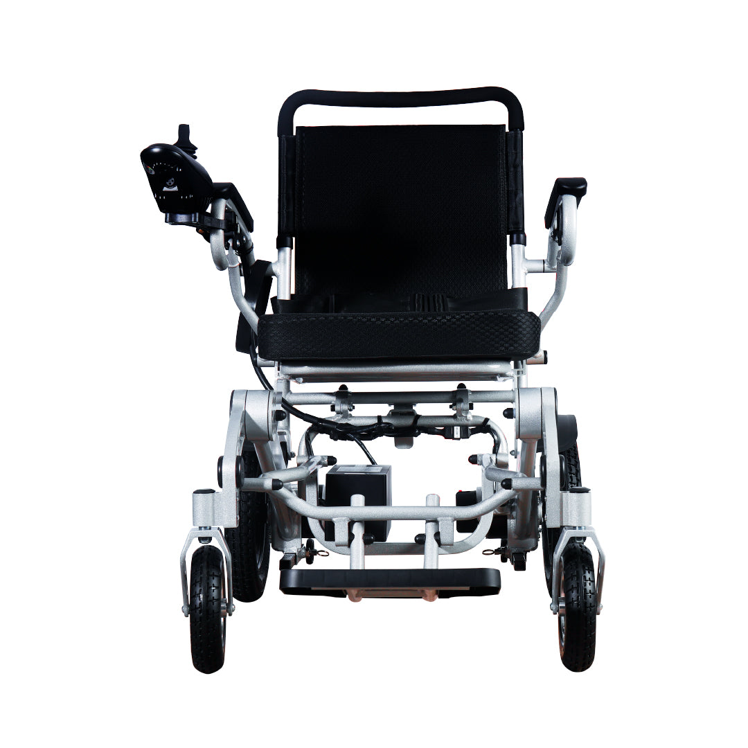 Silla De Ruedas Electrica Plegable Aluminio 28KG Ligera Portatil Mod. Gm7002 Dos Motores 250w Bateria Litio 24v13ah 312wh Llantas Neumaticas De Aire Todoterreno 4 Amortiguadores Soporta 120kg