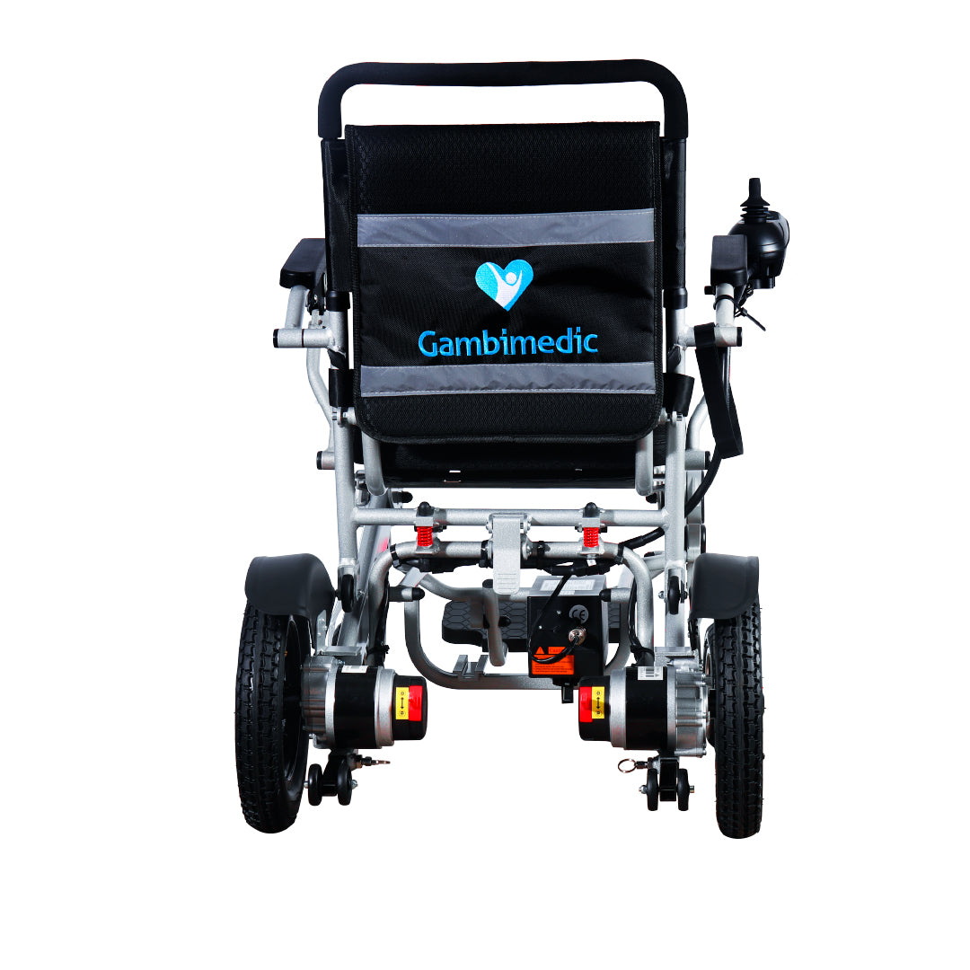 Silla De Ruedas Electrica Plegable Aluminio 28KG Ligera Portatil Mod. Gm7002 Dos Motores 250w Bateria Litio 24v13ah 312wh Llantas Neumaticas De Aire Todoterreno 4 Amortiguadores Soporta 120kg