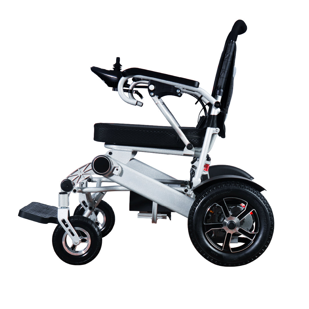 Silla De Ruedas Electrica Plegable Aluminio 28KG Ligera Portatil Mod. Gm7002 Dos Motores 250w Bateria Litio 24v13ah 312wh Llantas Neumaticas De Aire Todoterreno 4 Amortiguadores Soporta 120kg