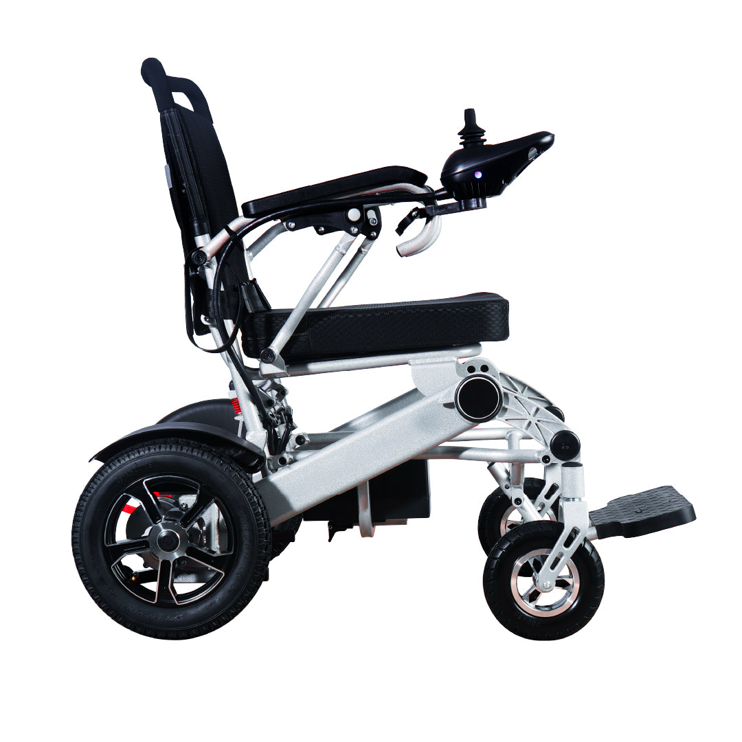 Silla De Ruedas Electrica Plegable Aluminio 28KG Ligera Portatil Mod. Gm7002 Dos Motores 250w Bateria Litio 24v13ah 312wh Llantas Neumaticas De Aire Todoterreno 4 Amortiguadores Soporta 120kg