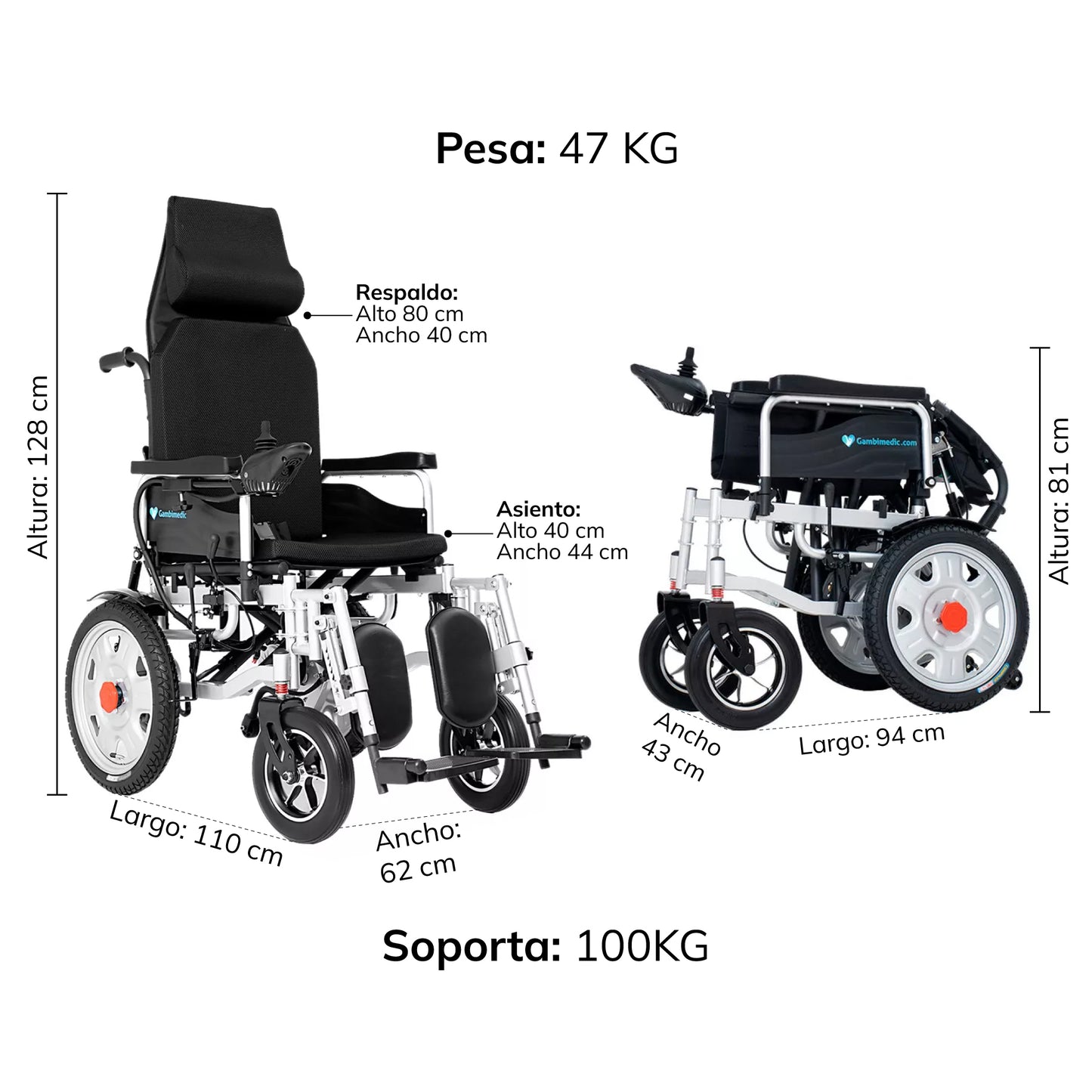 Gambimedic Silla De Ruedas Electrica Todoterreno Elevapiernas Llantas Neumaticas De Aire 16 Respaldo Reclinable Tipo Cama Modelo Gm6005 Sistema Portatil Bateria Sellada Acido Plomo Permitida En Avion