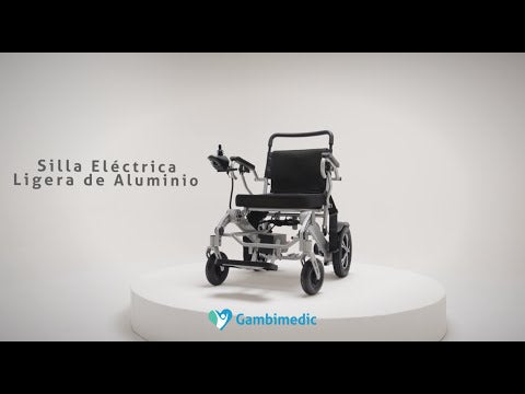 Gambimedic Silla De Ruedas Electrica Plegable Aluminio Ligero Portatil 28kg Mod. Gm7002 Soporta 120kg Llantas Neumaticas De Aire Todoterreno 4 Amortiguadores Bateria Litio Permitida en Avion
