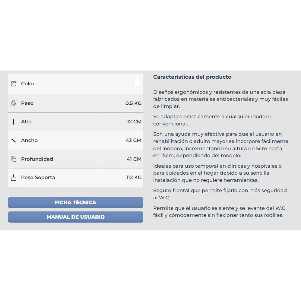 Aumento Para Baño Inodoro Sanitario Discapacitado Con Seguro
