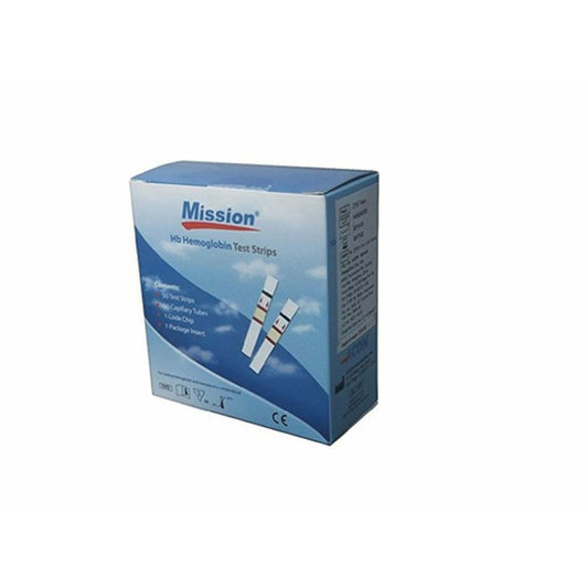 Tiras Reactivas Medidor Hemoglobina Mission 50 Piezas Con Tubos Capilares