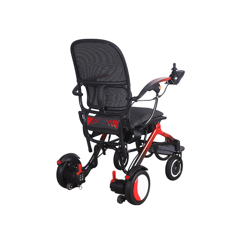 Gambimedic Silla De Ruedas Electrica Fibra Carbono Respaldo Ergonomico 14kg Ligera Compacta Gm213c Modo Manual y Electrico Soporta 136kg Bateria Litio 24v12ah288wh Llantas Todoterreno 2 Motores 220w