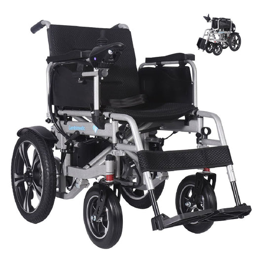 Gambimedic Silla De Ruedas Electrica Todoterreno Acero 37kg Llantas 16" Pulgadas (40cm) Neumaticas Exteriores Plegable Mod.gm601 Soporta 100kg 2 Motores 250w Bateria Acido Plomo Sellada 24v12ah-288kw