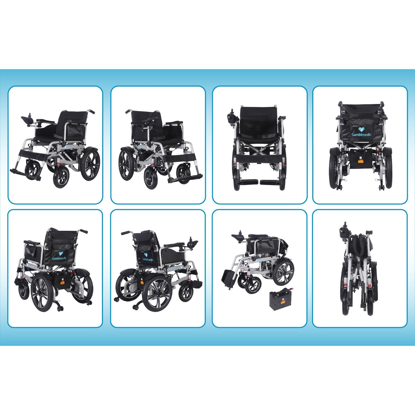 Gambimedic Silla De Ruedas Electrica Todoterreno Acero Llantas Neumaticas Exteriores Plegable Amortiguadores Mod.gm601 Soporta 120kg 2 Motores 250w Bateria Acido Plomo Sellada Control Izq o Der