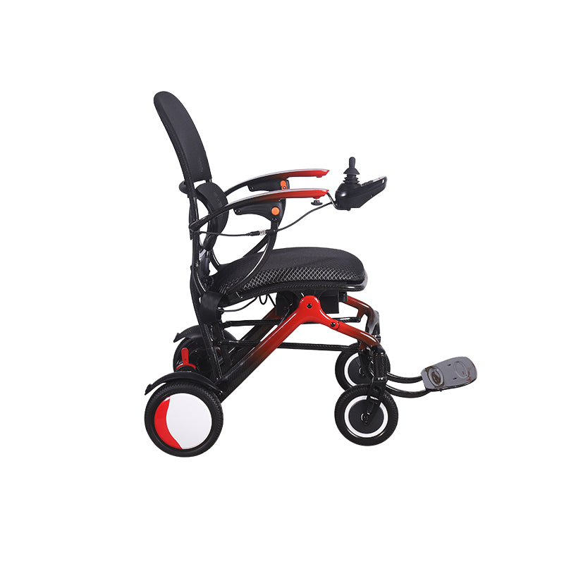 Gambimedic Silla De Ruedas Electrica Fibra Carbono Respaldo Ergonomico 14kg Ligera Compacta Gm213c Modo Manual y Electrico Soporta 136kg Bateria Litio 24v12ah288wh Llantas Todoterreno 2 Motores 220w