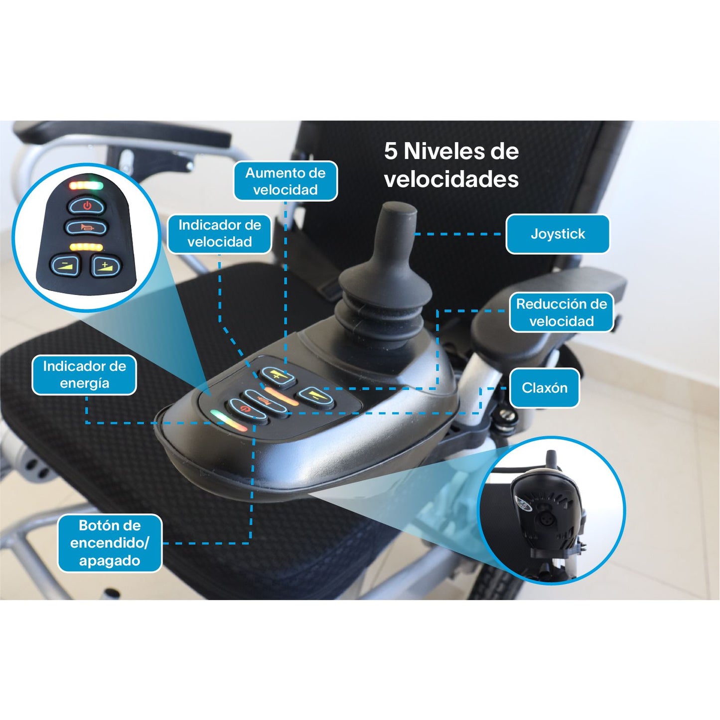 Gambimedic Silla De Ruedas Electrica Plegable Aluminio Ligero Portatil 28kg Mod. Gm7002 Soporta 120kg Llantas Neumaticas De Aire Todoterreno 4 Amortiguadores Bateria Litio Permitida en Avion