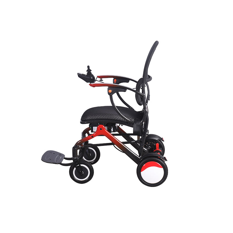 Gambimedic Silla De Ruedas Electrica Fibra Carbono Respaldo Ergonomico 14kg Ligera Compacta Gm213c Modo Manual y Electrico Soporta 136kg Bateria Litio 24v12ah288wh Llantas Todoterreno 2 Motores 220w
