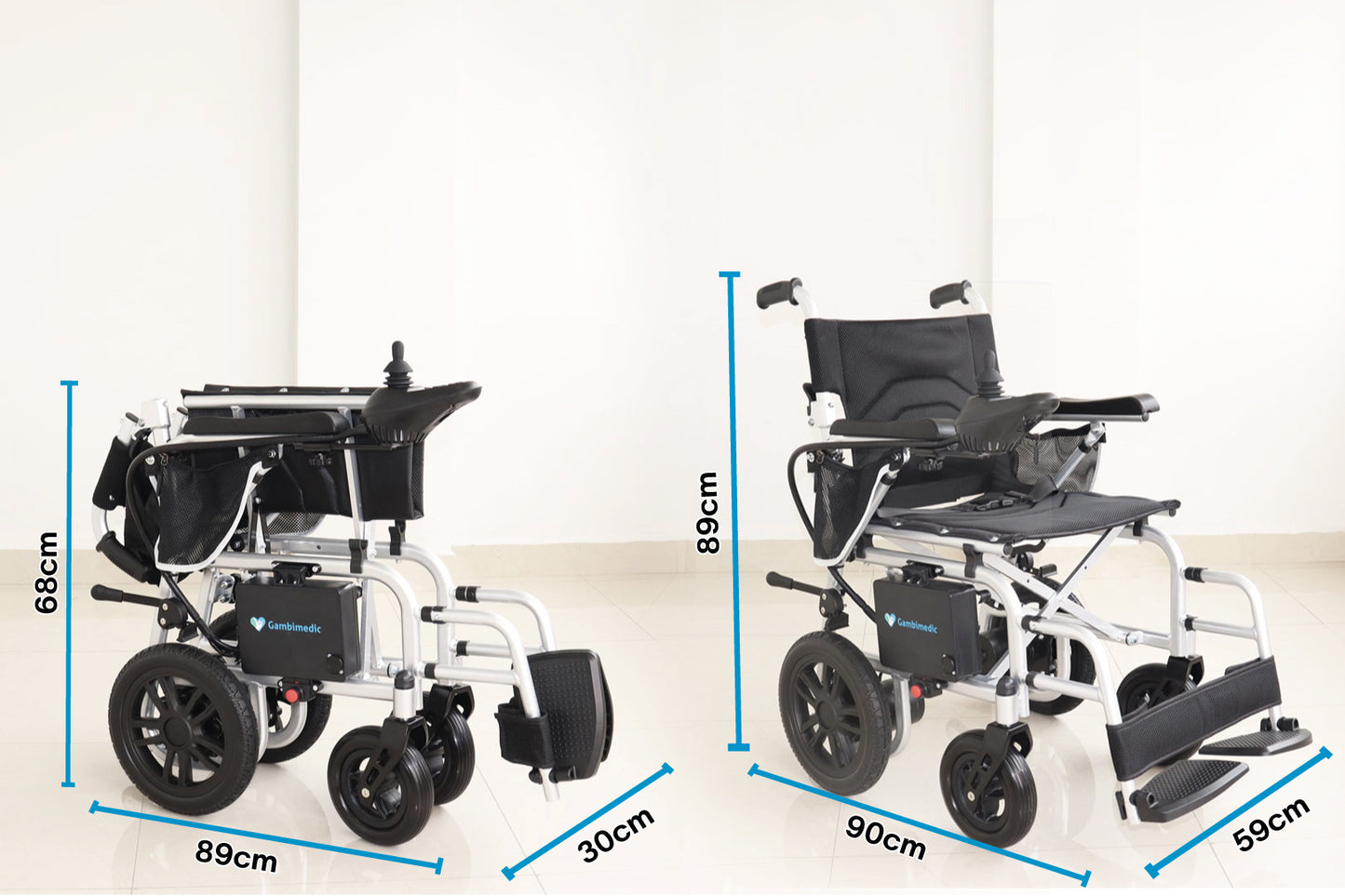 Gambimedic Silla De Ruedas Electrica Aluminio 19kg Super Ligera Portatil Plegable Compacta Todoterreno Control Intercambiable Izquierda o Derecha Soporta 120kg Bateria Litio 24V12AH 288WH