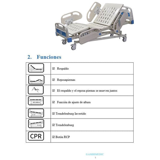 Cama Hospitalaria Electrica Lujo 5 Posiciones Envio Gratis Incluye Colchon