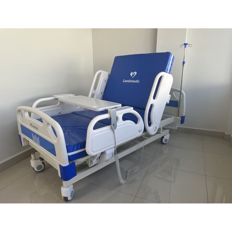 Gambimedic Cama Hospital Electrica 3 Funciones Posiciones Elevacion Espalda y Pies y Altura Ajustable 43cm Hasta 71cm Incluye Colchon Portasuero Cama Enfermeria Hospitalaria Ideal Para Casa