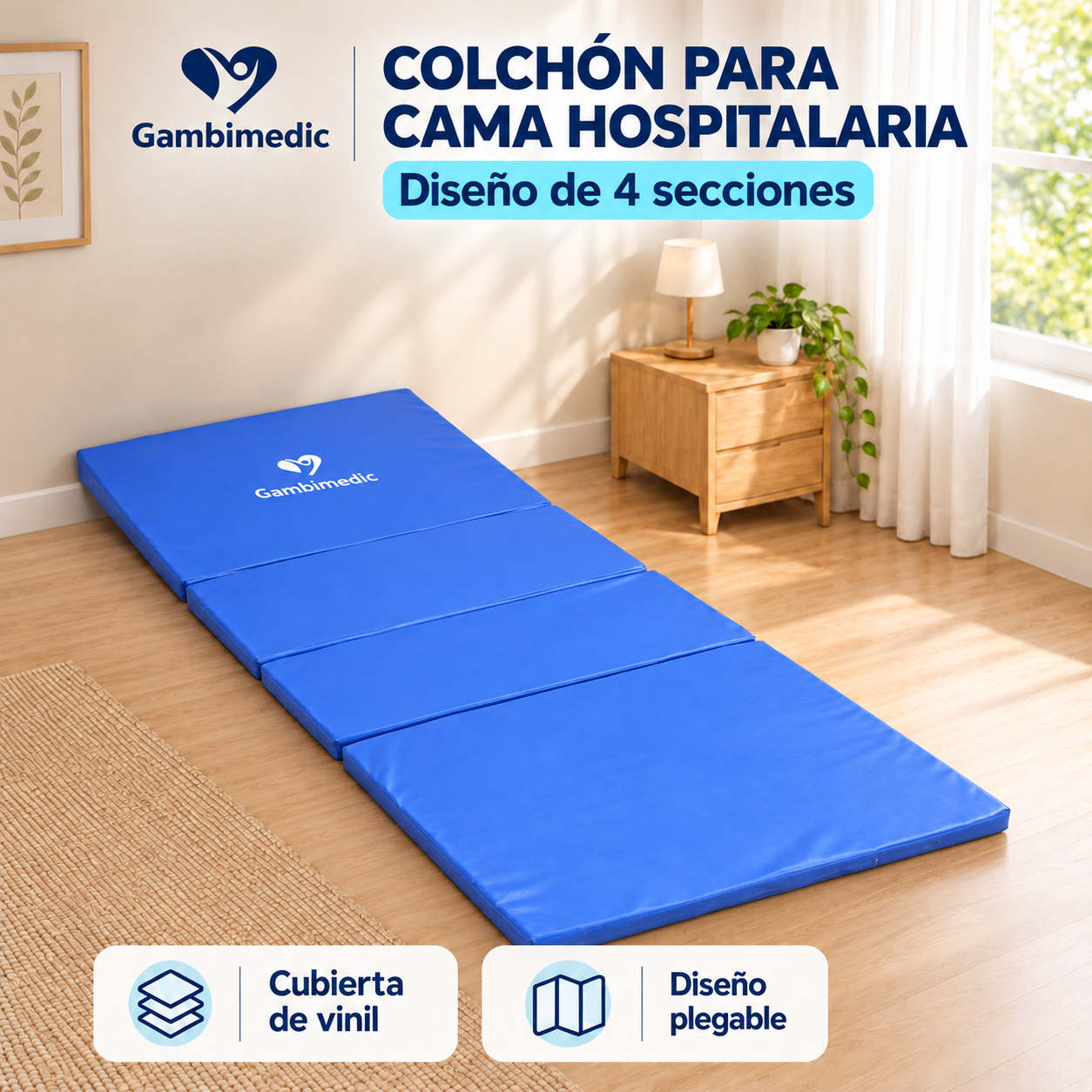 Colchon Cama Hospital Gambimedic 4 Secciones Esponja 6cm
