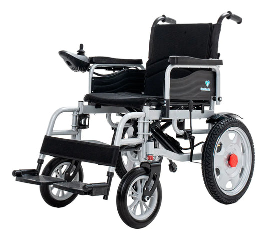 Gambimedic Silla De Ruedas Eléctrica Modelo Todoterreno Llanta Neumatica Acero Plegable 5 Velocidades Asiento 42cm Con Colchon Soporta Hasta 110kg