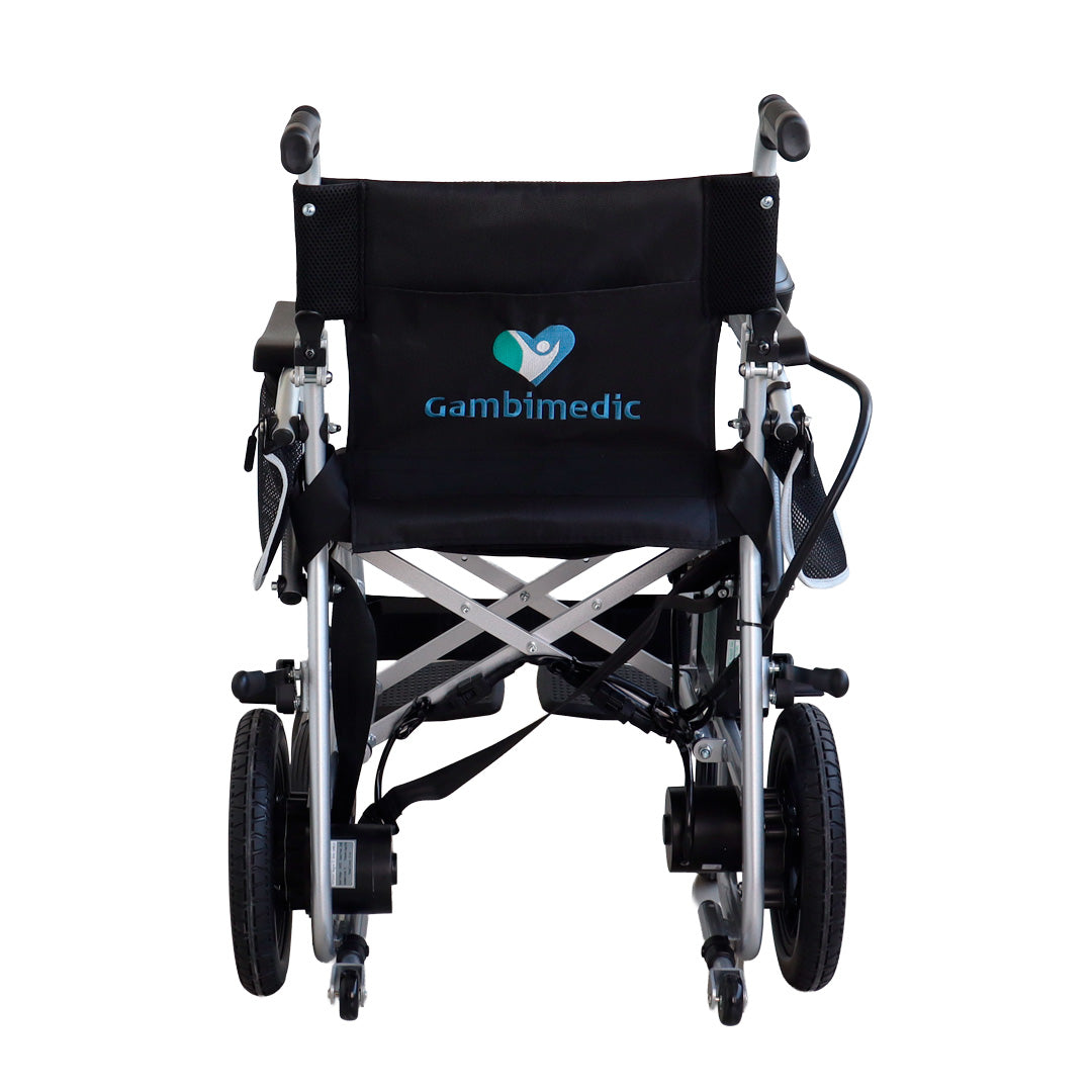 Gambimedic Silla De Ruedas Electrica Aluminio 19kg Super Ligera Portatil Plegable Compacta Todoterreno Control Intercambiable Izquierda o Derecha Soporta 120kg Bateria Litio 24V12AH 288WH