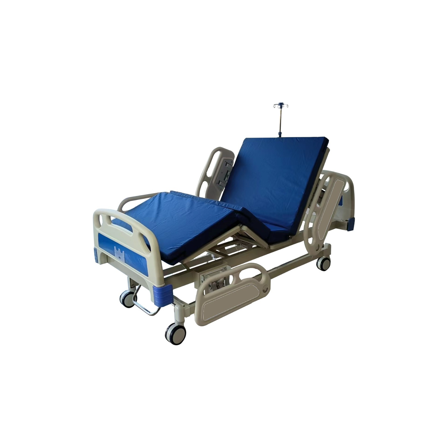 Gambimedic Cama Hospital Electrica 2 Funciones Lujo Barandales Incluye Colchon Y Portasuero Ruedas Con Freno Control Electrico