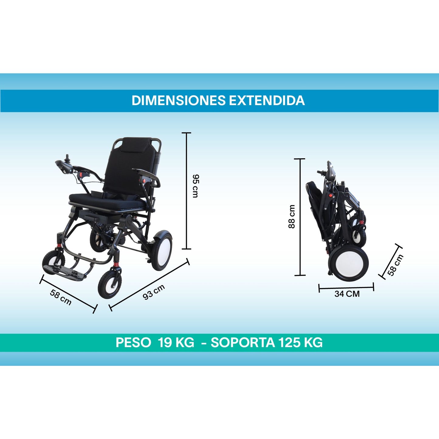 Gambimedic Silla De Ruedas Electrica Mod. 211 Peso 19kg Plegable Portatil Motores De 200w Llantas Todoterreno Bateria De Litio 24v 12ah 288wh Permitida En Avion