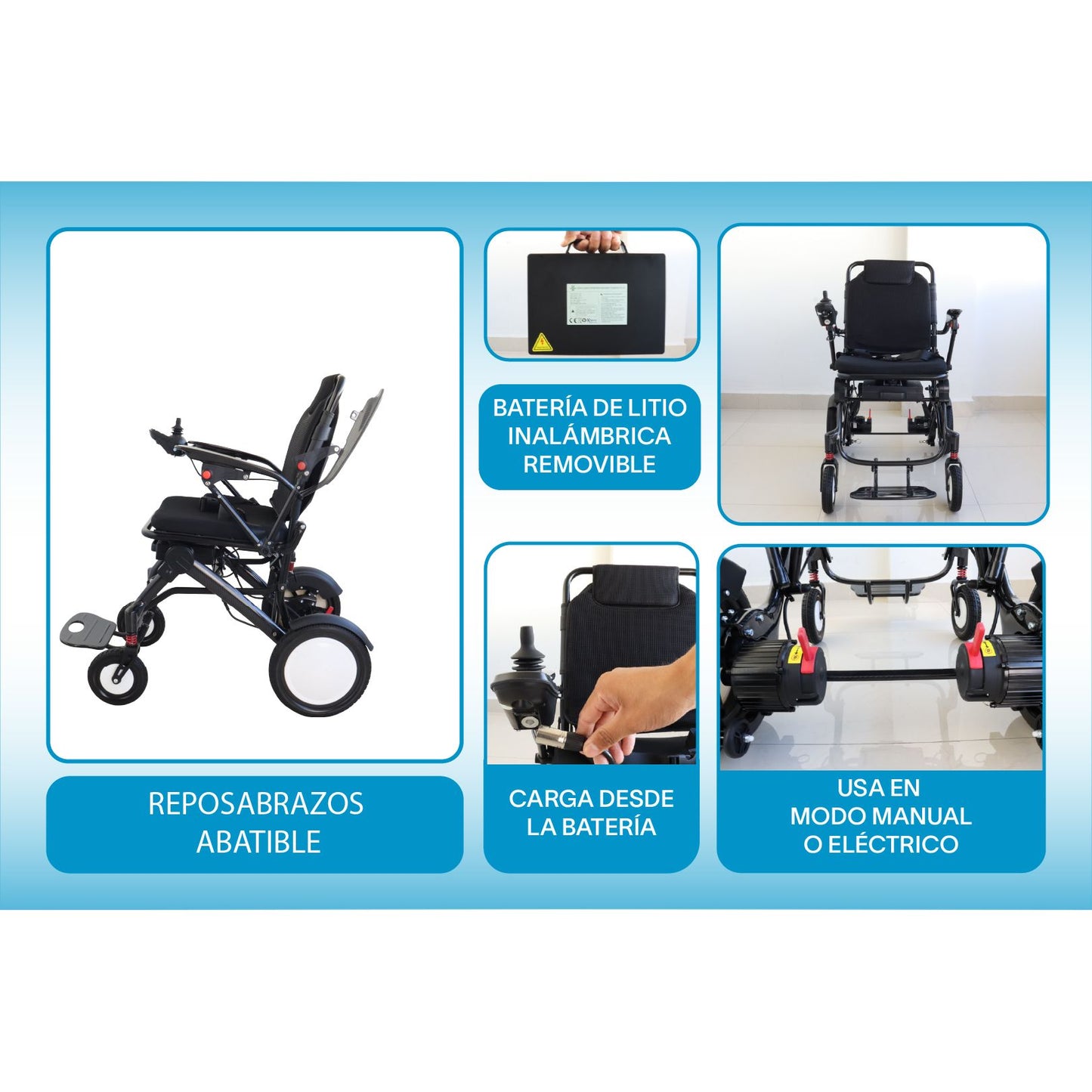 Gambimedic Silla De Ruedas Electrica Mod. 211 Peso 19kg Plegable Portatil Motores De 200w Llantas Todoterreno Bateria De Litio 24v 12ah 288wh Permitida En Avion