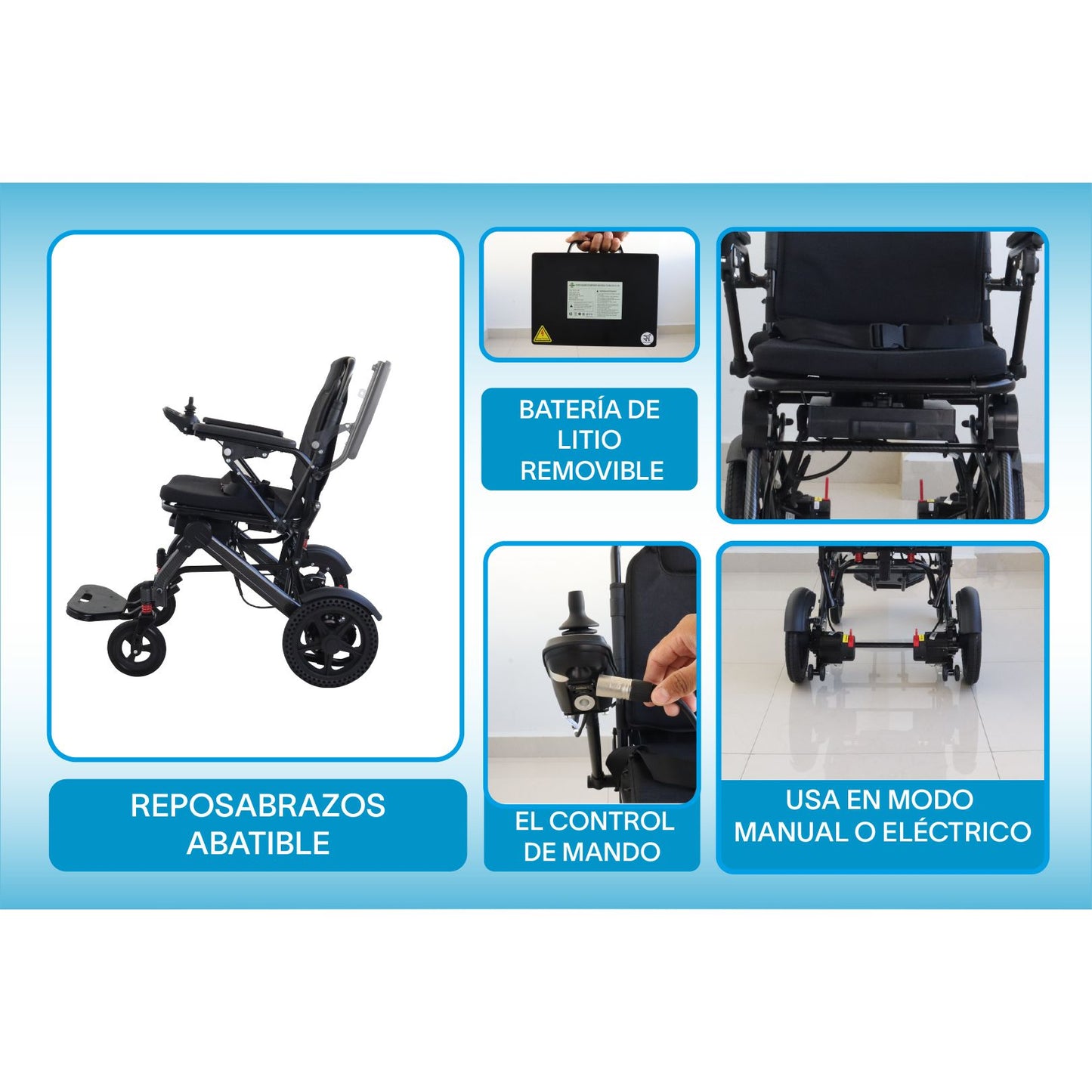 Gambimedic Silla De Ruedas Electrica Mod. 208 Plegable Bateria De Litio 24v 12ah 288wh Peso 21 kg Motores De 200w Llantas Todoterreno Permitida En Avion
