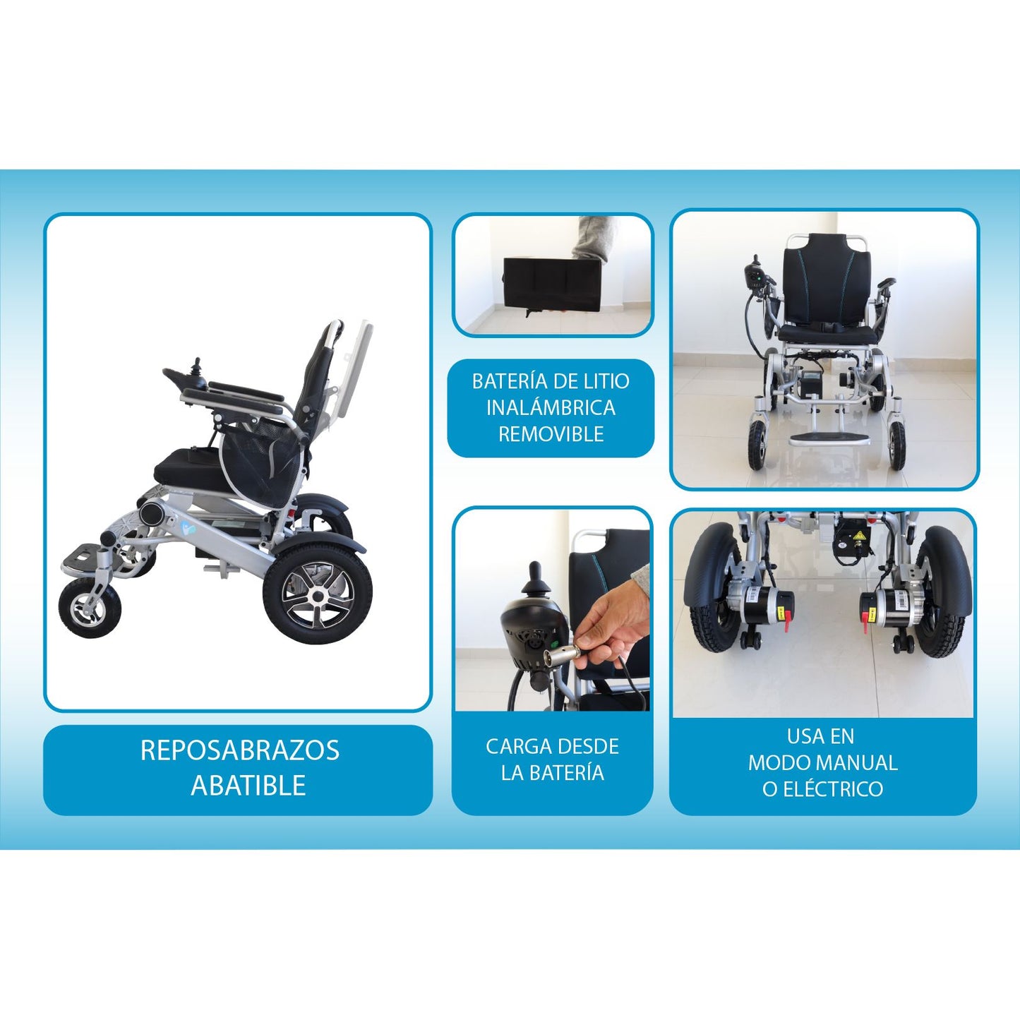 Gambimedic Silla De Ruedas Electrica Todoterreno 7004 Super Potente 2 Motores 24v 350w Ideal Para Exteriores Bateria Litio 288wh Permitida En Avion