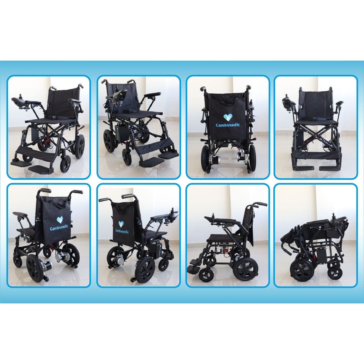 Gambimedic Silla De Ruedas Electrica Acero 22kg Mod. Gm2200 Soporta 100kg Permitida En Aviones Portatil Para Viaje Todoterreno Plegable 2 Motores 150w Bateria Litio 24v12ah De 288wh Incluye Manual