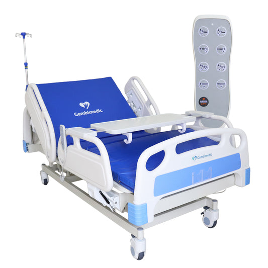 Gambimedic Cama Hospital Electrica 3 Motores 4 Funciones Elevacion Espalda y Pies y Altura Ajustable 43cm Hasta 61cm Incluye Colchon Portasuero Cama Enfermeria Hospitalaria Ideal Para Casa