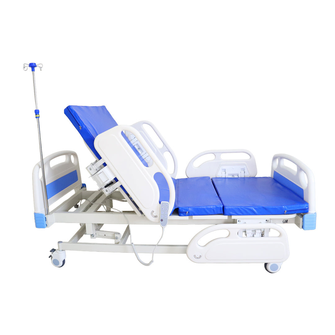 Gambimedic Cama Hospital Electrica 3 Motores 4  Funciones Elevacion Espalda y Pies y Altura Ajustable 43cm Hasta 61cm Incluye Colchon Portasuero Cama Enfermeria Hospitalaria Ideal Para Casa