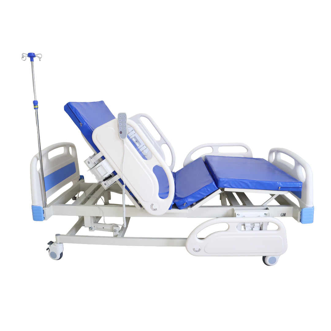 Gambimedic Cama Hospital Electrica 3 Motores 4  Funciones Elevacion Espalda y Pies y Altura Ajustable 43cm Hasta 61cm Incluye Colchon Portasuero Cama Enfermeria Hospitalaria Ideal Para Casa