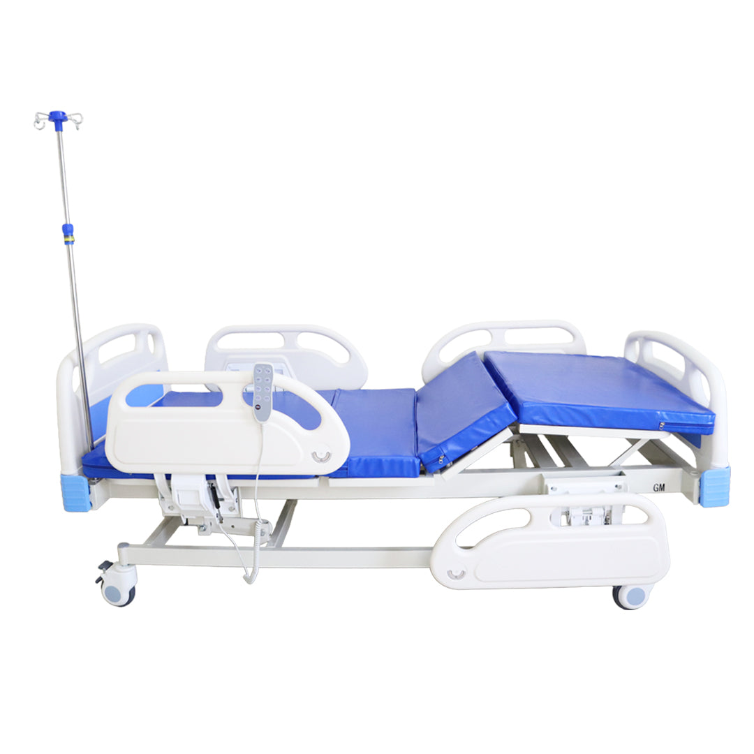Gambimedic Cama Hospital Electrica 3 Motores 4  Funciones Elevacion Espalda y Pies y Altura Ajustable 43cm Hasta 61cm Incluye Colchon Portasuero Cama Enfermeria Hospitalaria Ideal Para Casa