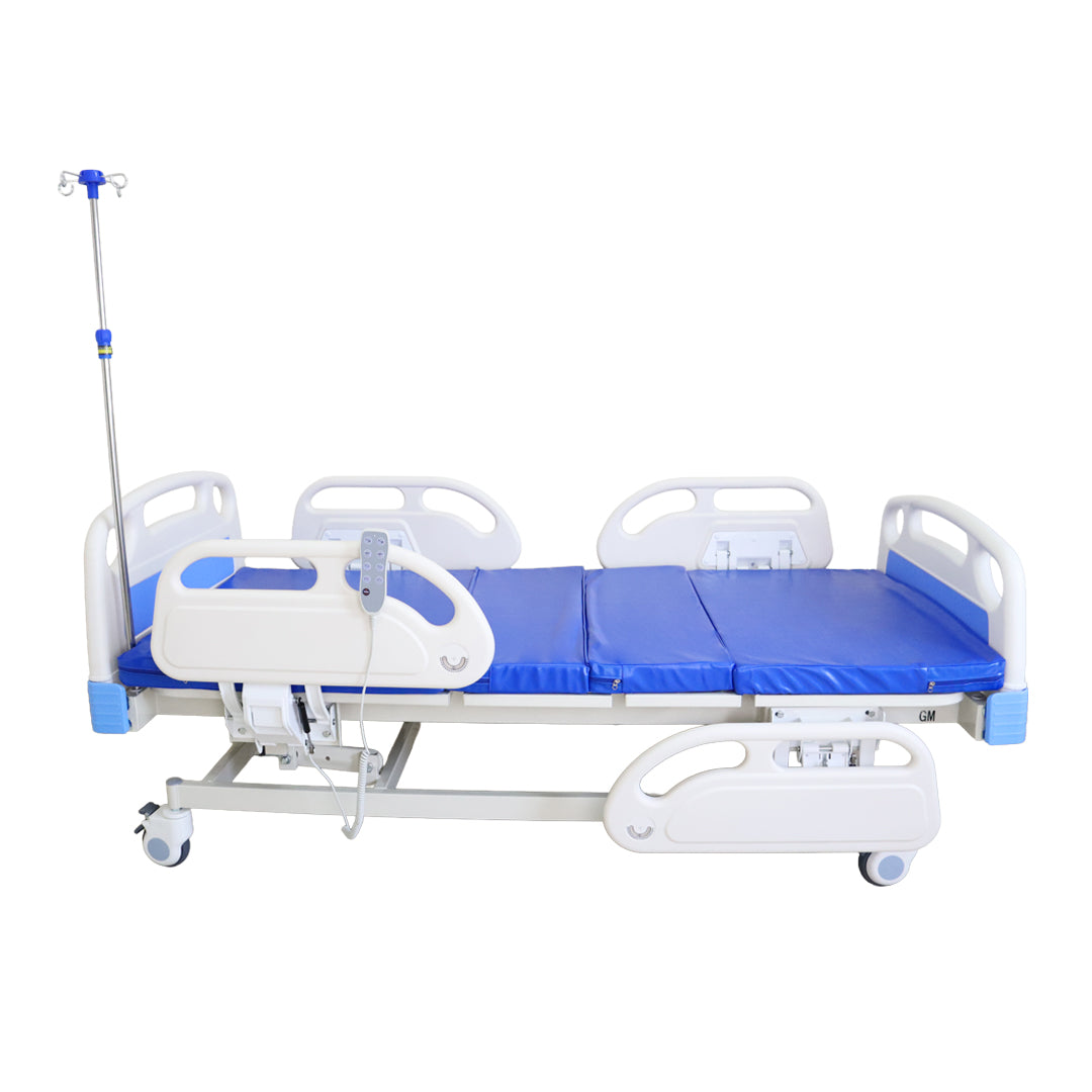 Gambimedic Cama Hospital Electrica 3 Motores 4  Funciones Elevacion Espalda y Pies y Altura Ajustable 43cm Hasta 61cm Incluye Colchon Portasuero Cama Enfermeria Hospitalaria Ideal Para Casa