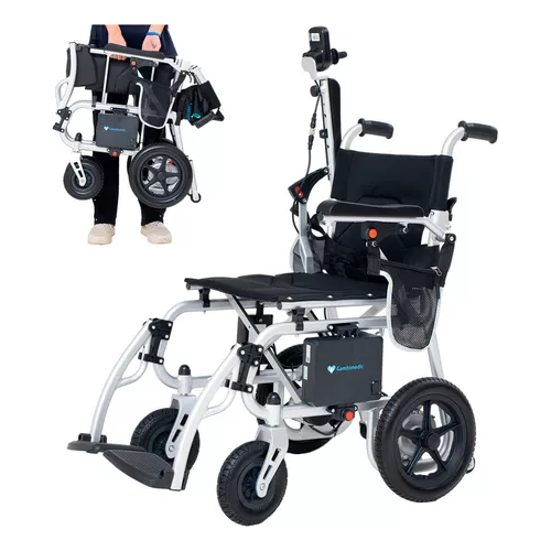 Gambimedic Silla De Ruedas Electrica Aluminio 18kg Ligera Portatil Plegable Compacta Todoterreno Mod.gm6013 Incluye Control Inalambrico Extra Soporta 100kg Bateria Litio 24v10ah (240wh) 2 Motores 180w