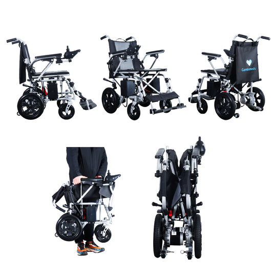 Gambimedic Silla De Ruedas Electrica Acero 28kg Mod. Gm6015 Soporta 100kg Todoterreno Permitida En Aviones Portatil Para Viaje Plegable 2 Motores 150w Bateria Acido Plomo Sellada 24v12ah De 288kwh