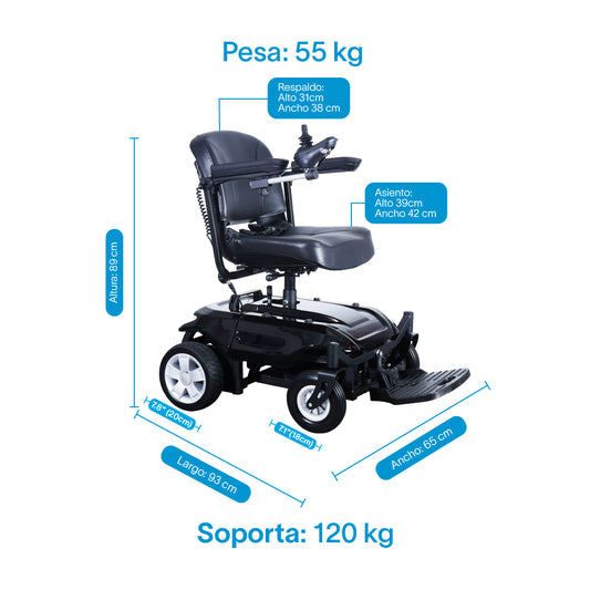 Silla de Ruedas Electrica Piel Sobrepeso Soporta Hasta 120KG