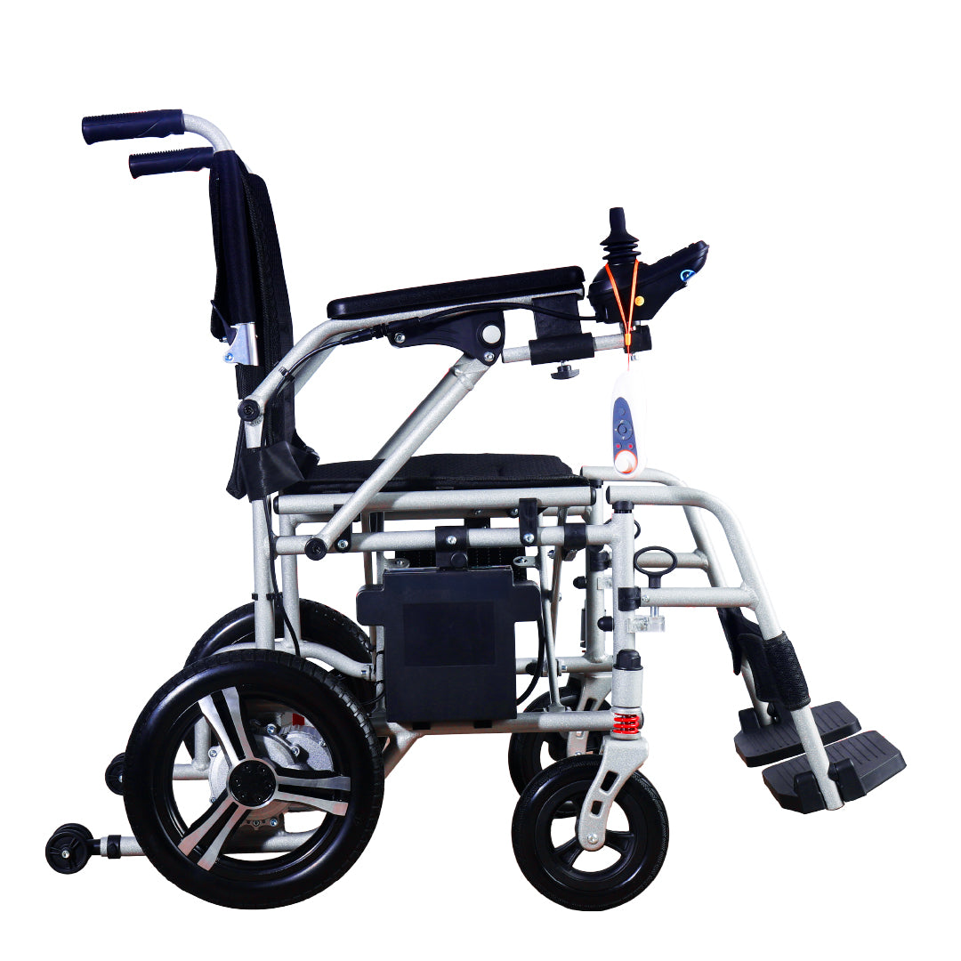 Silla de Ruedas Electrica Aluminio 18KG Mod. Gm6014 Con Control Inalambrico Super Ligera Portatil Bateria Litio 12v24ah 288wh Dos Motores de 150w