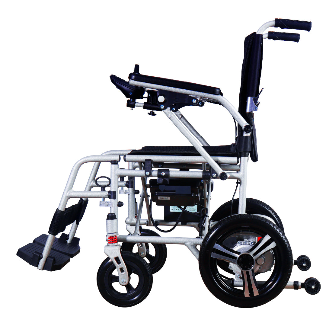 Silla de Ruedas Electrica Aluminio 18KG Mod. Gm6014 Con Control Inalambrico Super Ligera Portatil Bateria Litio 12v24ah 288wh Dos Motores de 150w