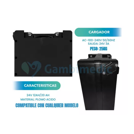 Batera Para Silla de Ruedas Electrica Aciddo Plomo 24v12ah