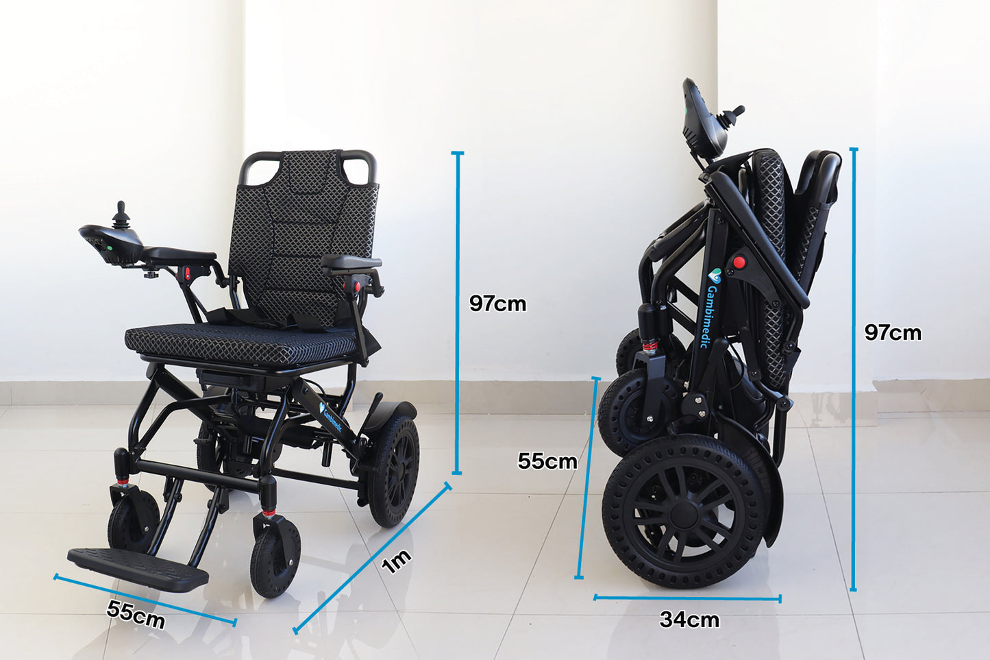 Gambimedic Silla De Ruedas Electrica Aluminio Ligero Llantas Todoterreno Sistema Portatil Tipo Carreola Asiento Acolchonado Gm6018 Bateria Removible Litio Permitida En Avion