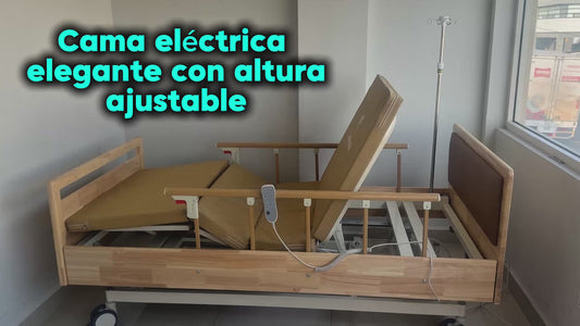 Gambimedic Cama Hospital Electrica Altura Ajustable Elegante 3 Motores 4 Posiciones Acabado de Madera Modelo. E-BIII01