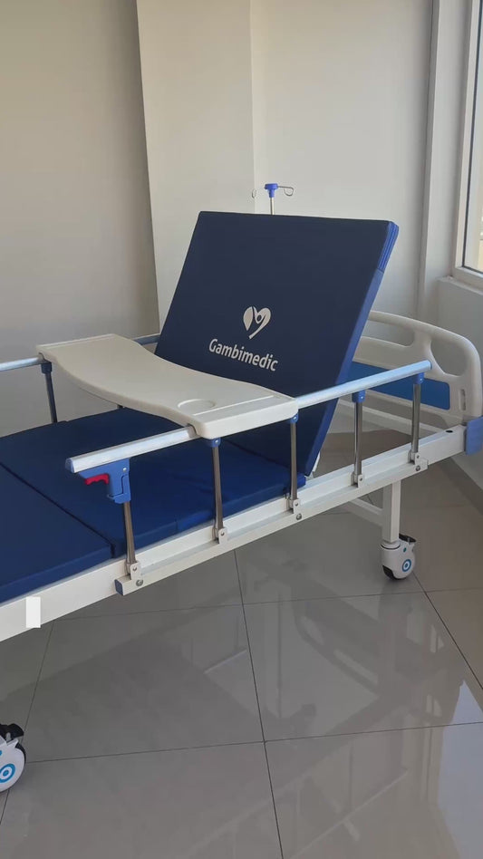 Gambimedic Cama de Hospital Cama Hospitalaria Manual De Lujo Con Colchon, Mesa, Portasuero Envio Gratis Mod. B11-15